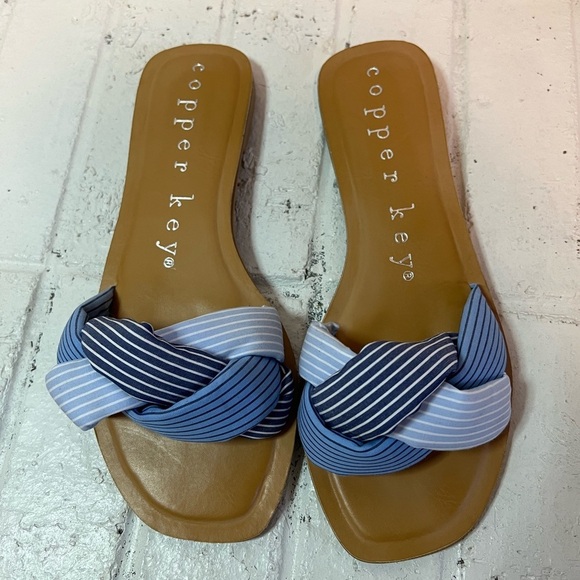 Copper Key Shoes - Copper key braided striped sandals size 9